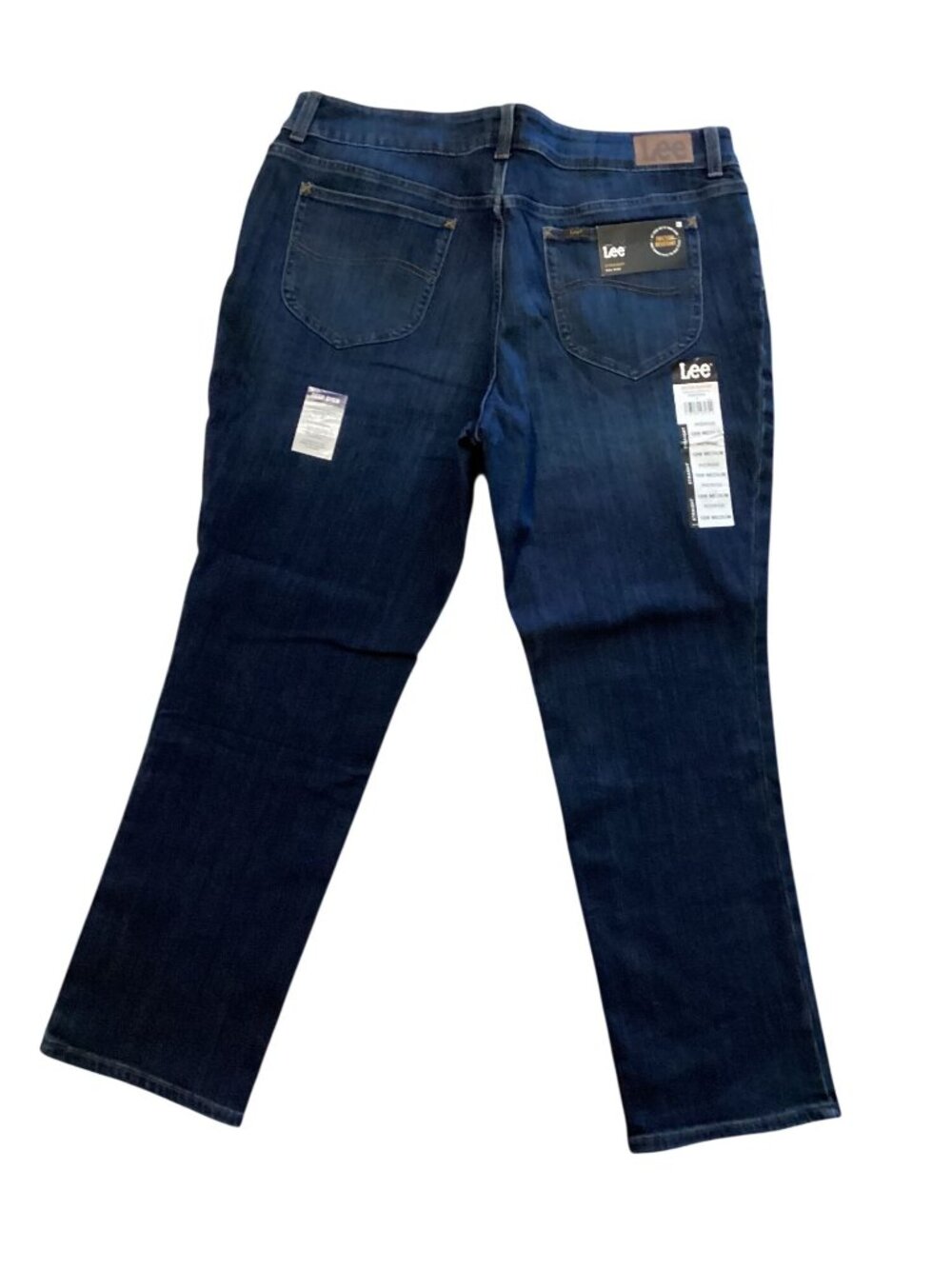 LEE Women's Denim Blue Jeans Mid Rise Straight Leg Size 18W Med Friction Res NWT
